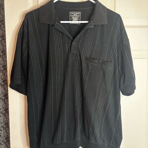 Size L David Taylor Black Polo with Pinstripe Design